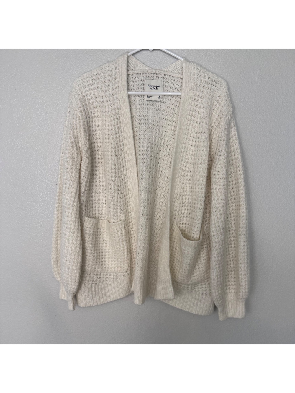 Abercrombie & Fitch Cream Knit Open Front Cardigan Sweater Medium